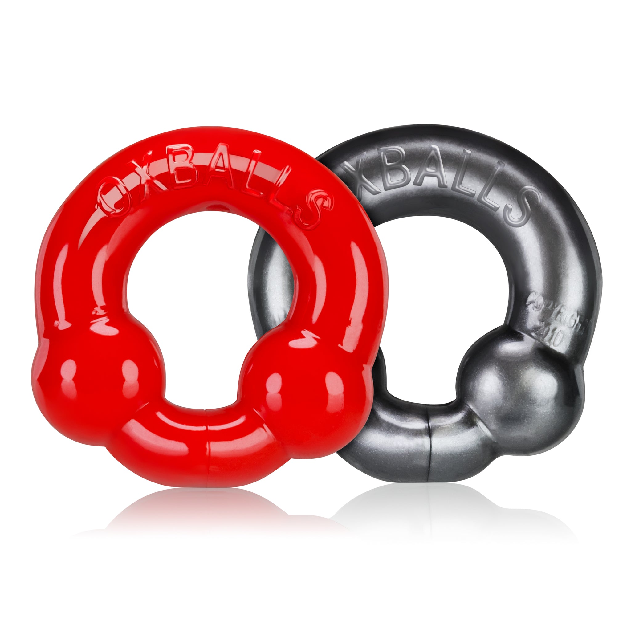 Ultraballs 2 Pack Cockring Steel And Red