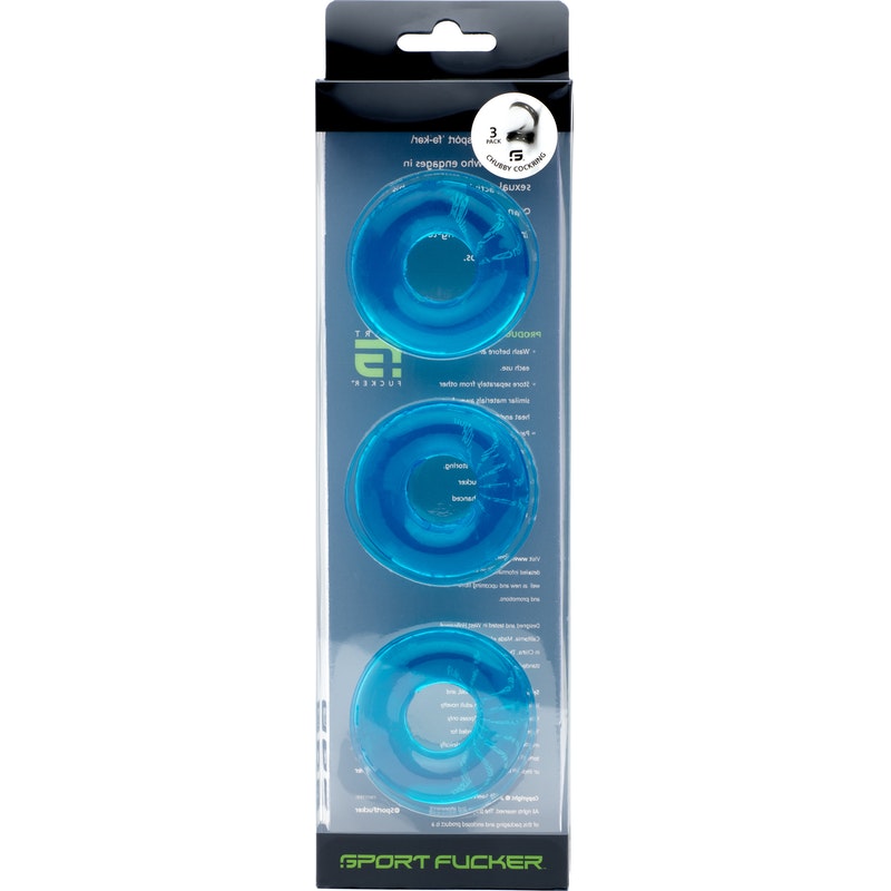 Sport Fucker Chubby Cockring 3 Pack Ice Blue