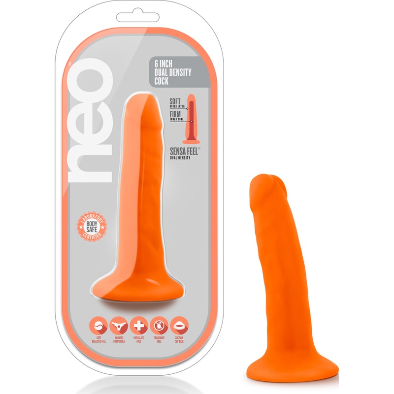 Neo Dual Density Cock Neon 6 Inch Orange