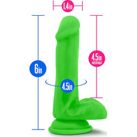 Neo Dual Density Cock With Balls 6 Inch Neon Green