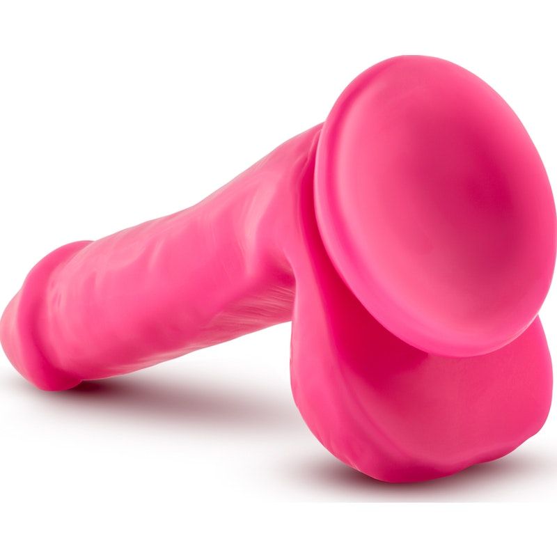 Neo Dual Density Cock With Balls 6 Inch Neon Pink