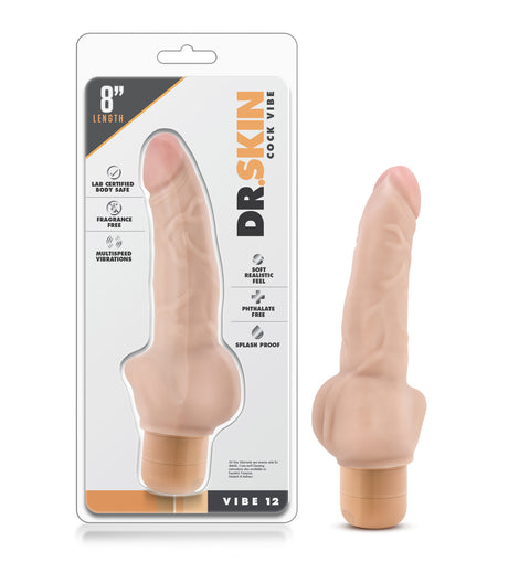 Dr Skin Cock Vibe 12 8in Vibrating Cock Beige
