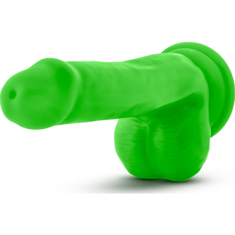 Neo Elite 6in Silicone Dual Density Cock with Balls Neon Green