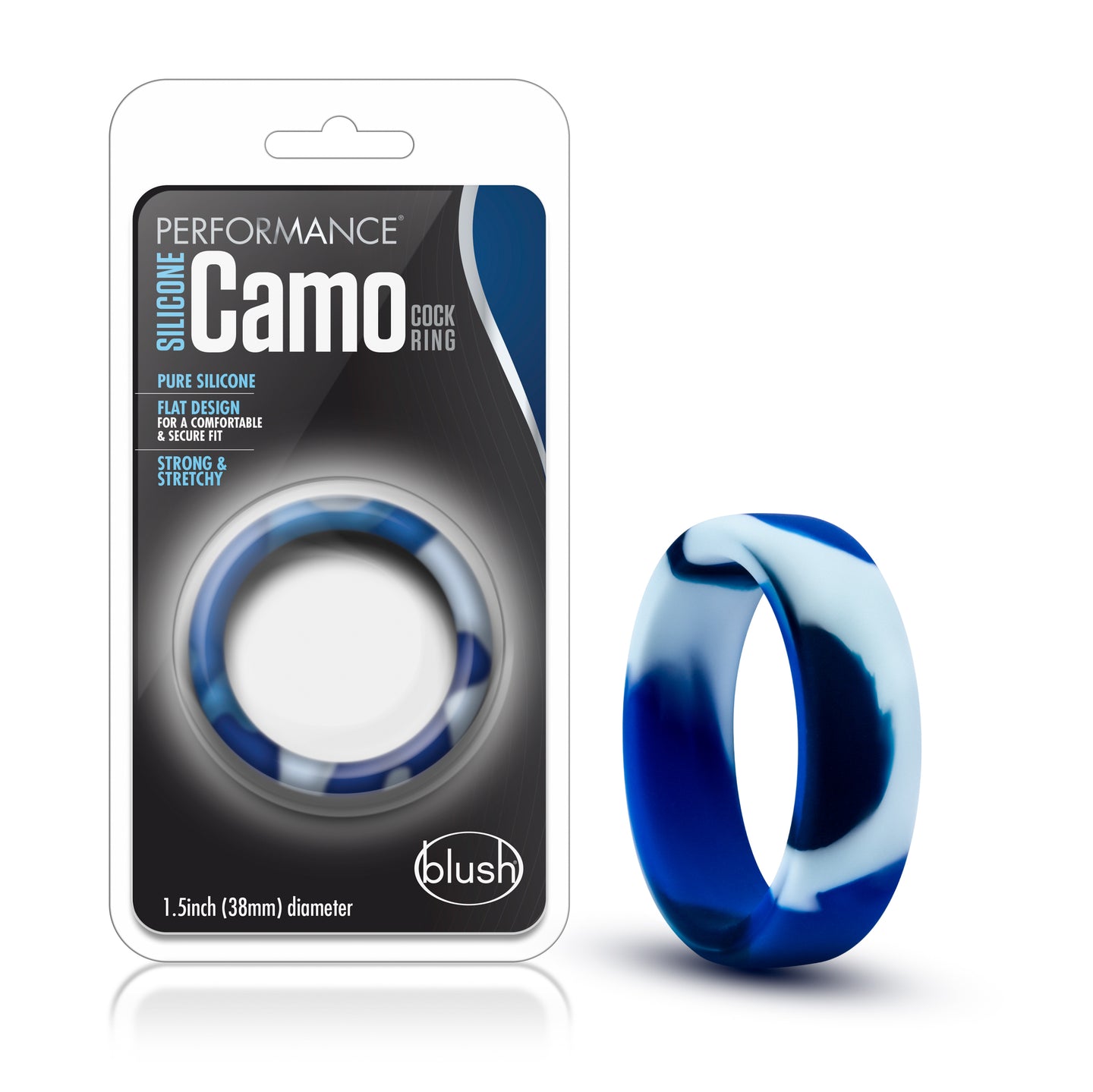 Performance Silicone Camo Cock Ring Blue Camoflauge