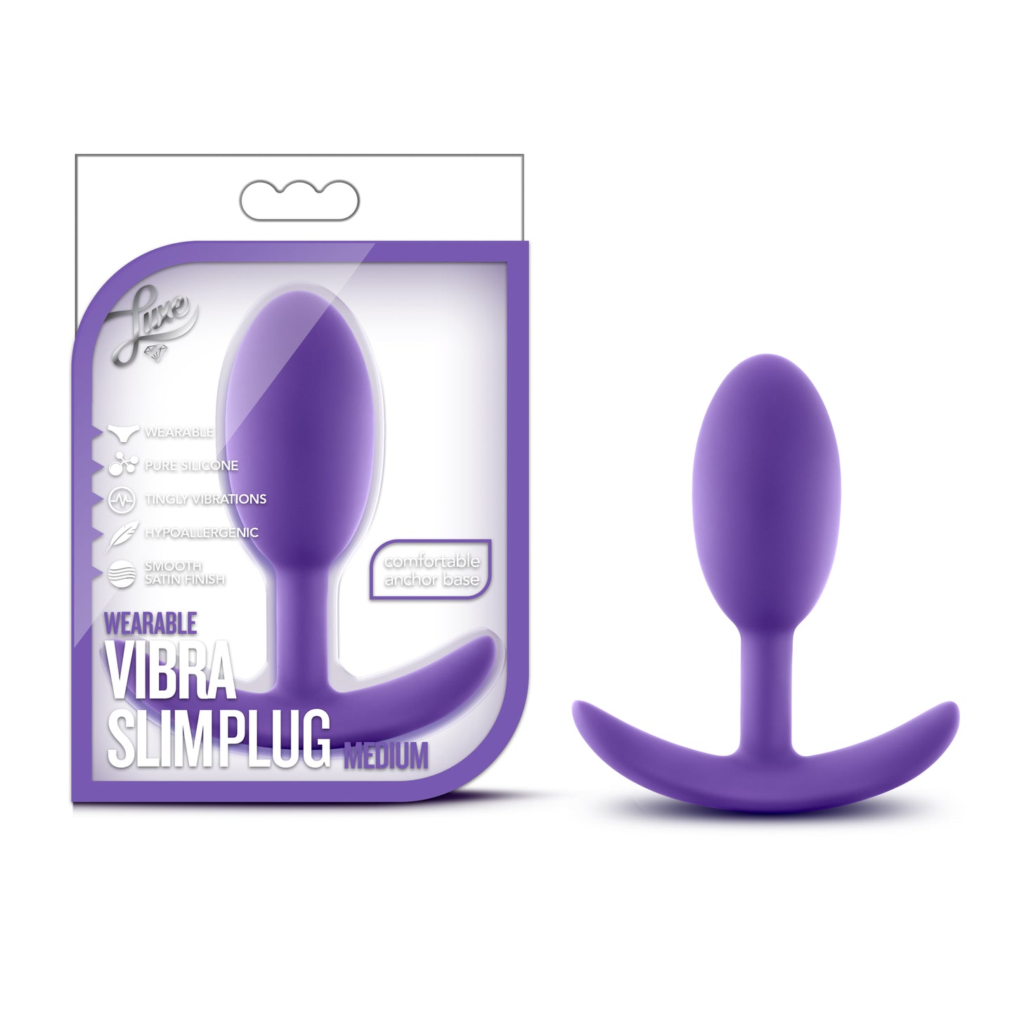 Luxe Wearable Vibra Slim Plug Medium Purple