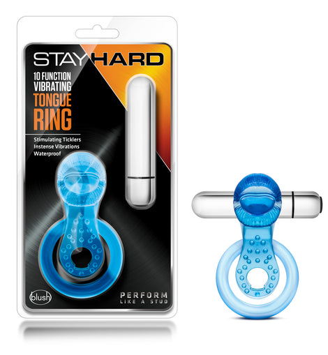 Stay Hard 10 Function Vibrating Tongue Ring Blue