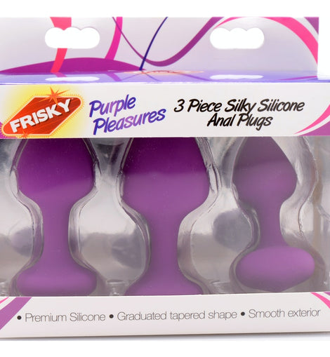 Purple Pleasures 3 Piece Silicone Anal Plugs