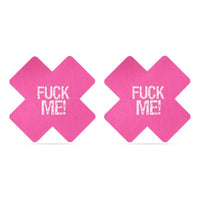 FUCK ME Cross Pattern Nipple Pasties Twin Pack