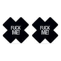 FUCK ME Cross Pattern Nipple Pasties Twin Pack