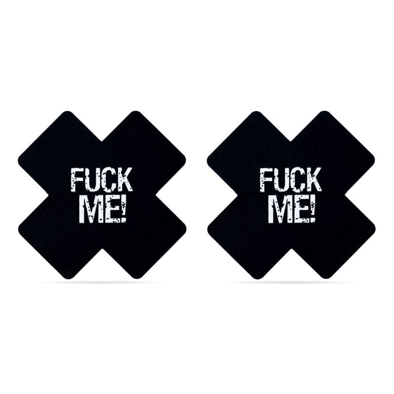 FUCK ME Cross Pattern Nipple Pasties Twin Pack