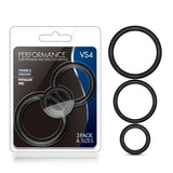 Performance Silicone Cock Ring 3 Pc Set Black