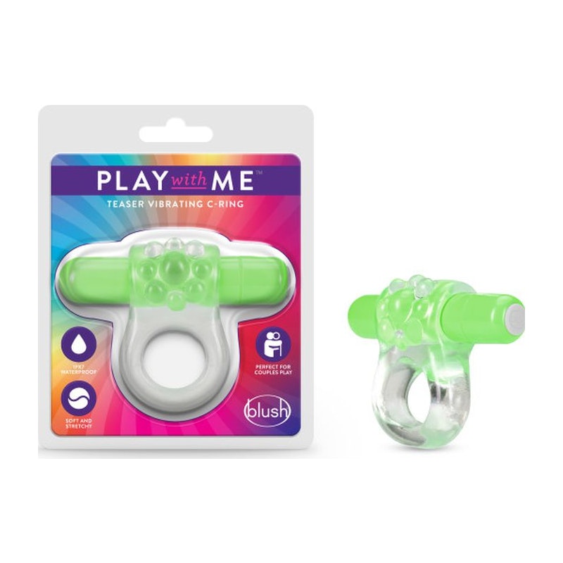 Play  with  Me Teaser Vibrating Cock Ring Green