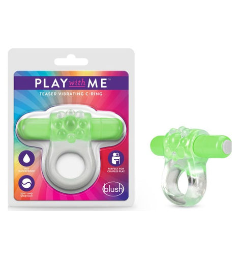 Play  with  Me Teaser Vibrating Cock Ring Green