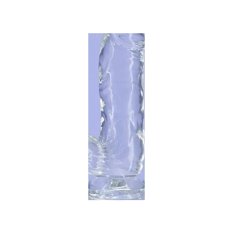 Crystal Dildo w Balls 6in Clear