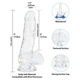 Crystal Dildo w Balls 7in Clear