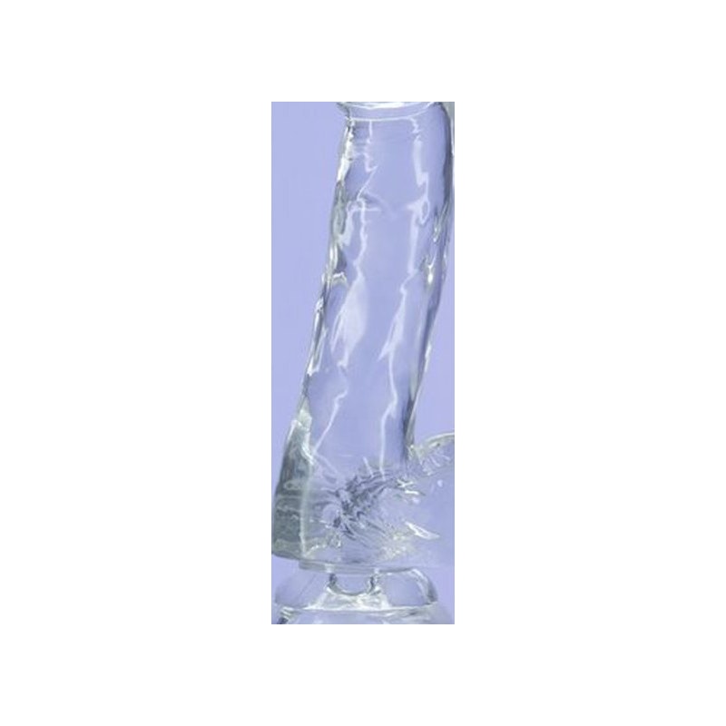 Crystal Dildo w Balls 8in Clear