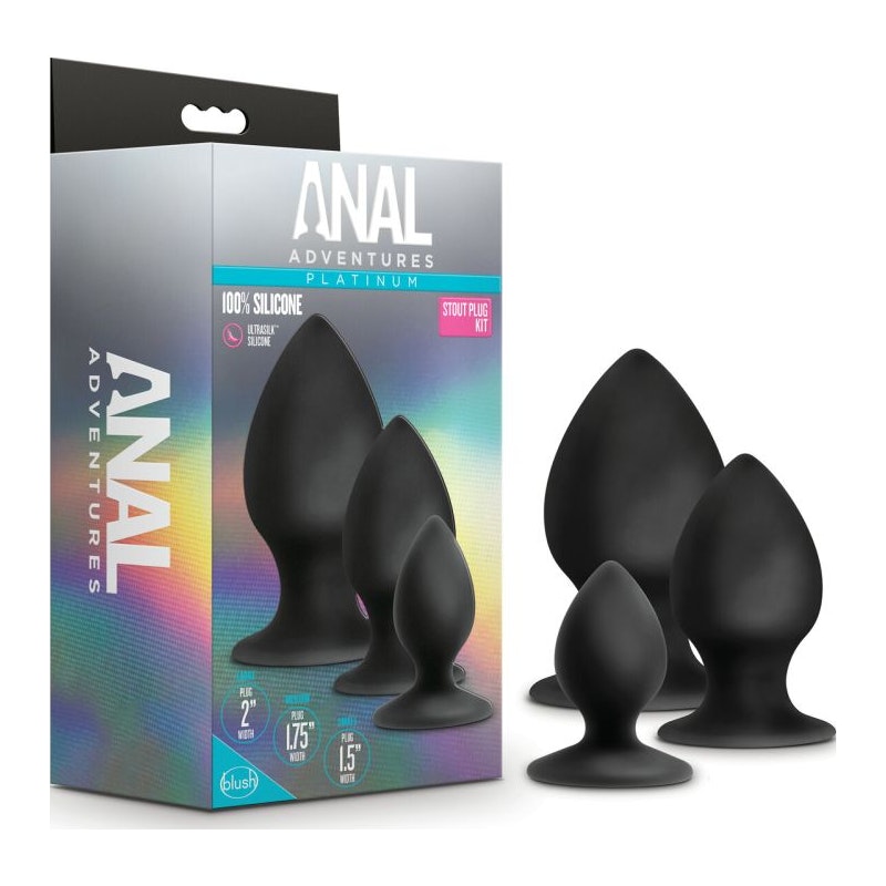 Anal Adventures Platinum Silicone Anal Stout Plug Kit