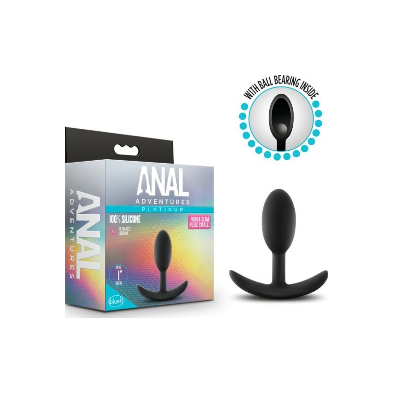 Anal Adventures Platinum Silicone Vibra Slim Plug Small