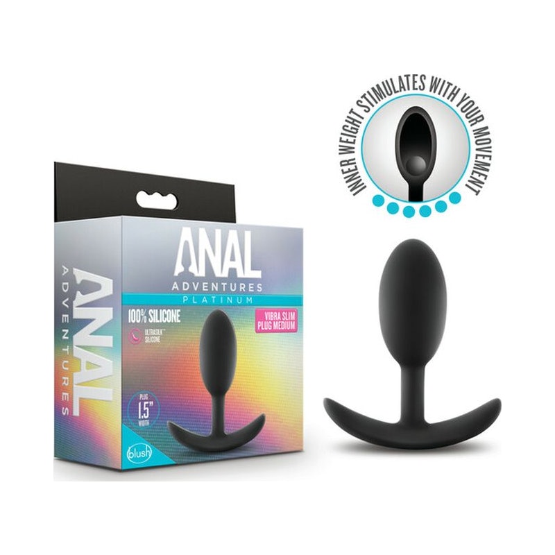 Anal Adventures Platinum Silicone Vibra Slim Plug Medium