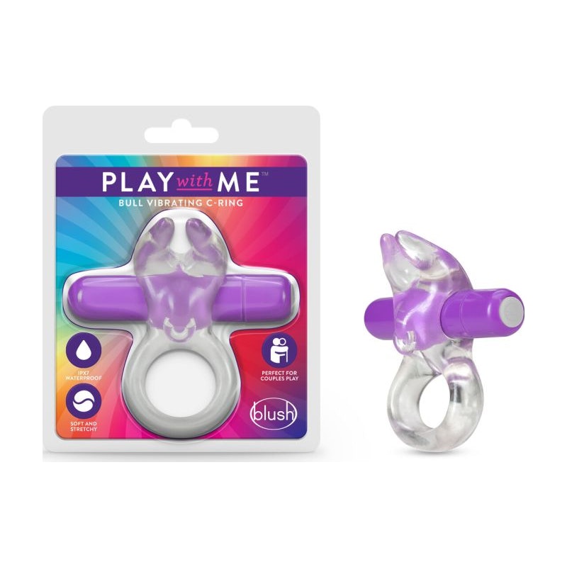 Play with Me Bull Vibrating Cock Ring Purple