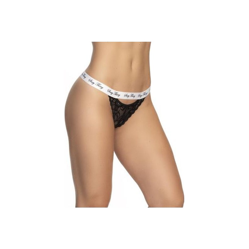 Lace Keyhole V Back Pantie Black