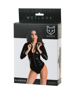 Glossy Alessia Wetlook Bodysuit w Zip