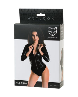 Glossy Alessia Wetlook Bodysuit w Zip