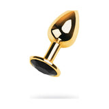 Gold Metal Anal Plug w Black Tourmaline Gem