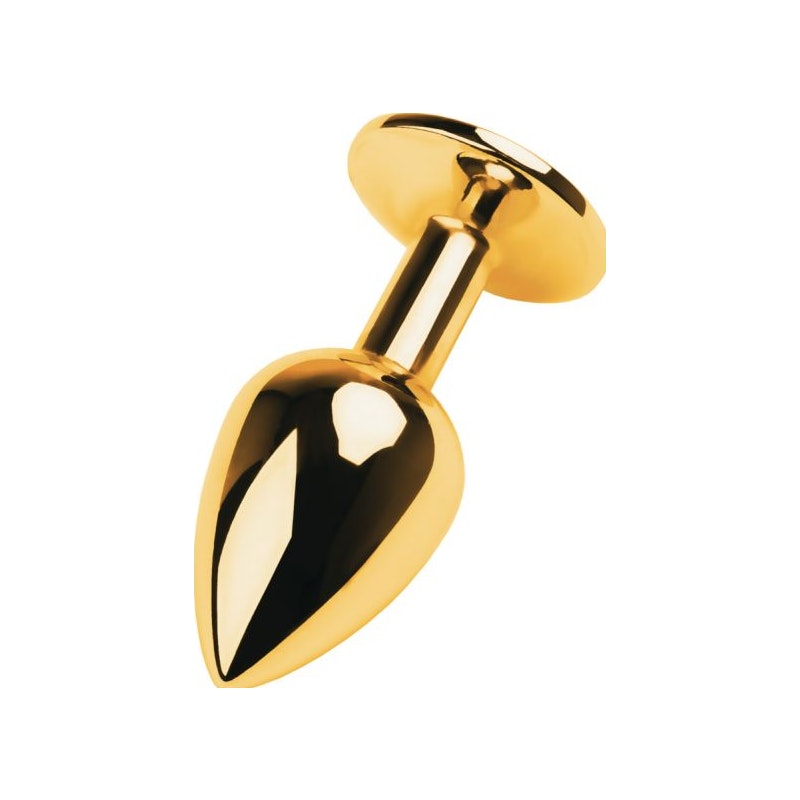 Gold Metal Anal Plug w Black Tourmaline Gem