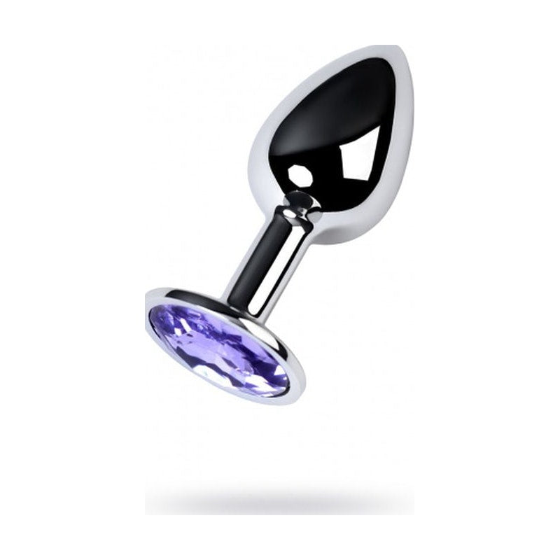 Metal Silver Anal Plug w Amethyst Crystal