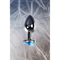 Silver Metal Anal Plug w Topaz Crystal