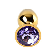 Gold Metal Anal Plug w Amethyst Crystal