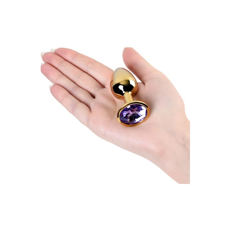 Gold Metal Anal Plug w Amethyst Crystal