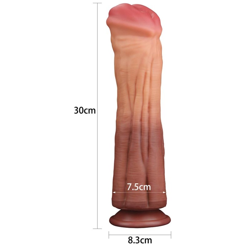 Dual layered Platinum Silicone Cock 12in