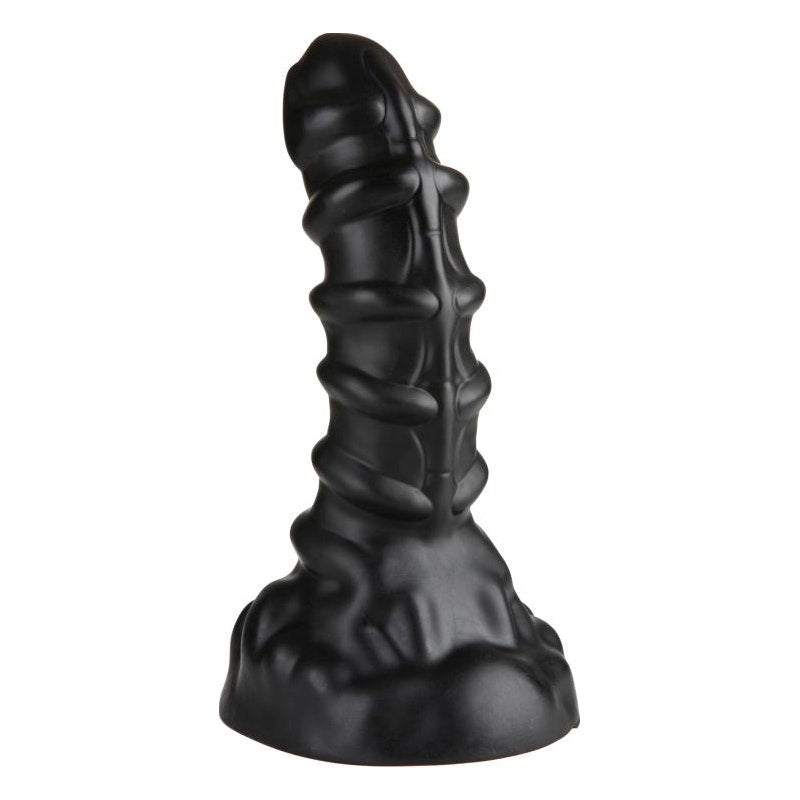 Ribbed Anal Dildo Black Large