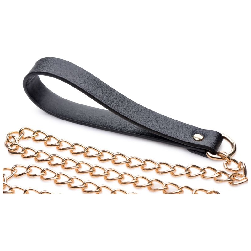 Leashed Lover Black/Gold Chain Leash