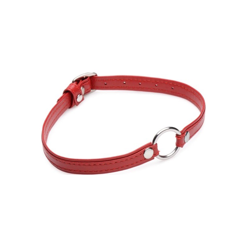 Fiery Pet Leather Choker w/ Silver Ring Red