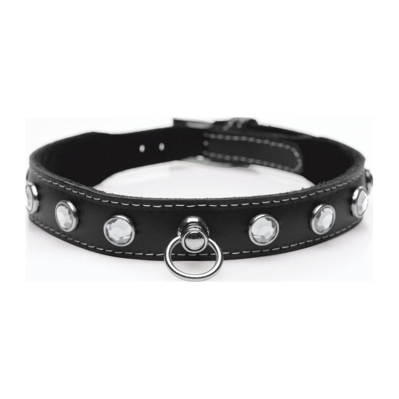 Bling Vixen Leather Choker w/ Clear Rhinestones