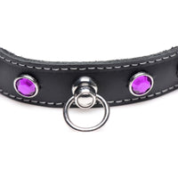 Bling Vixen Leather Choker w/ Purple Rhinestones