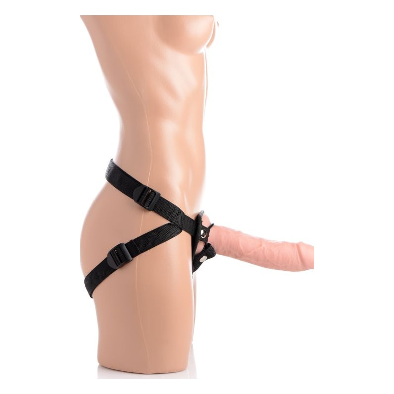 Brazen 8" Silicone Dildo w Harness Flesh