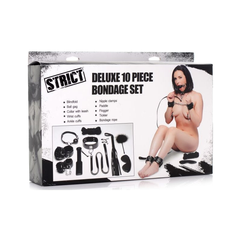 Deluxe 10 Piece Bondage Set Black