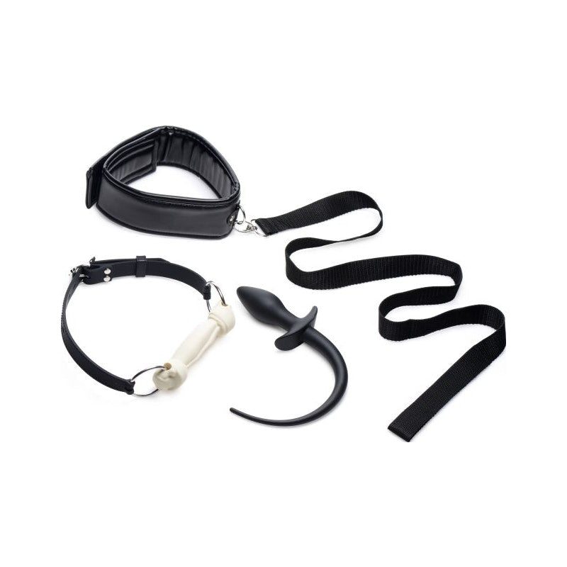 Puppy Play Set inc Gag, Plug, & Collar Black