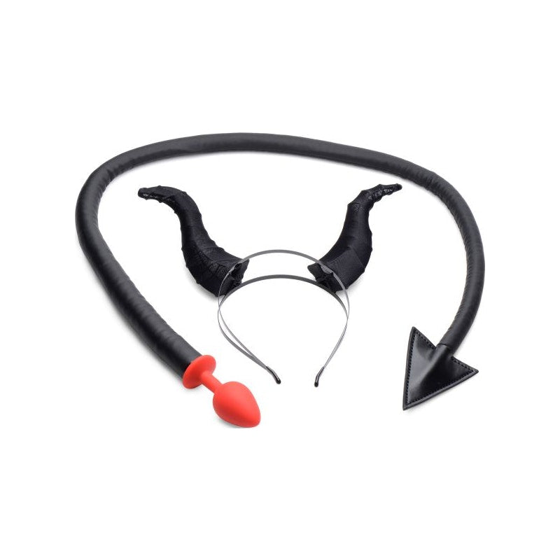 Devil Tail Anal Plug & Horn Set Black