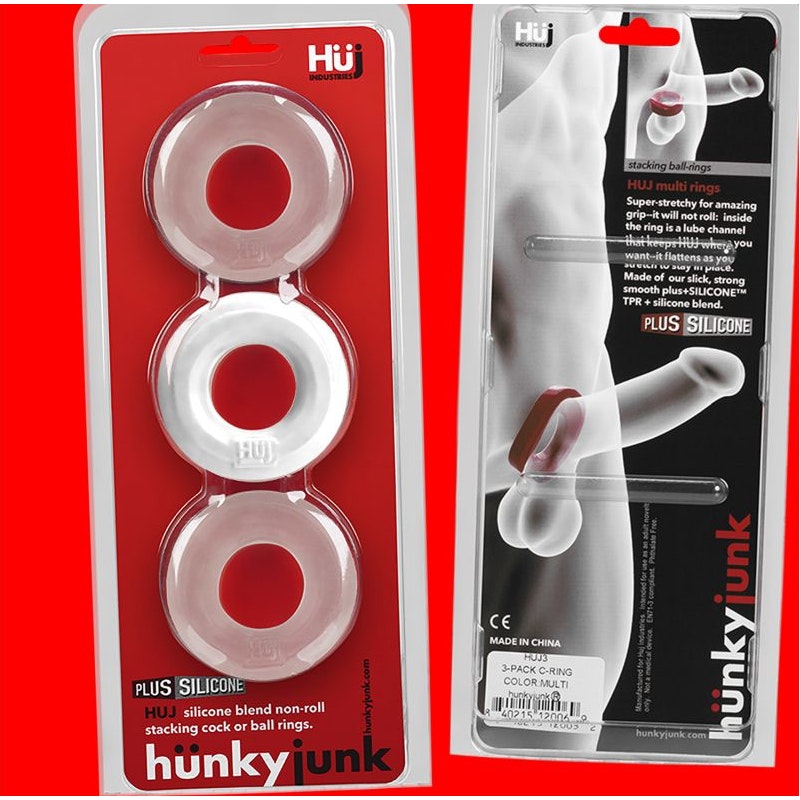 Hunky Junk 3 pc Cockrings White Ice