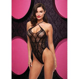 Criss Cross Lace Teddy Black