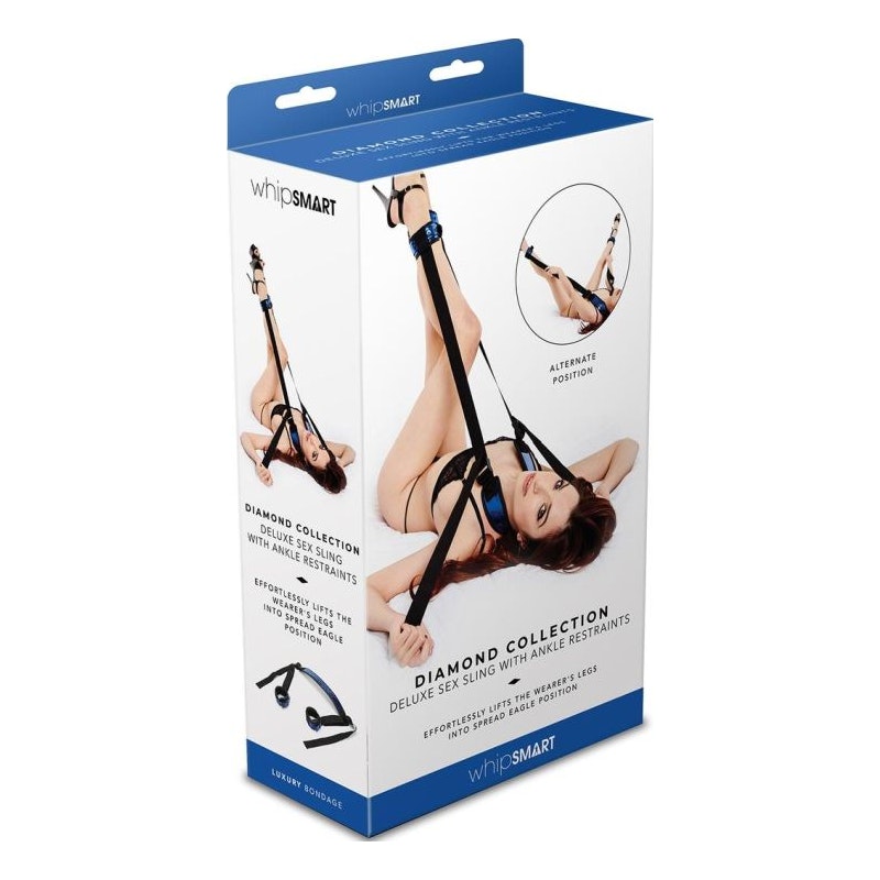 Whip Smart Diamond Deluxe Sex Swing w Ankle Restraints Blue