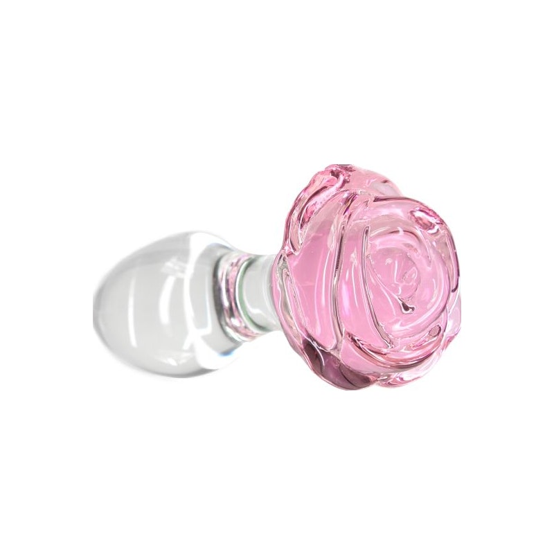 Pillow Talk Rosy Luxurious Glass Anal Plug w Clear Gem