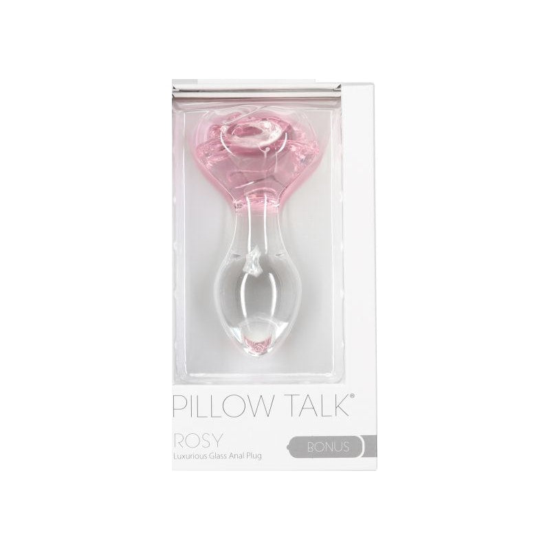 Pillow Talk Rosy Luxurious Glass Anal Plug w Clear Gem