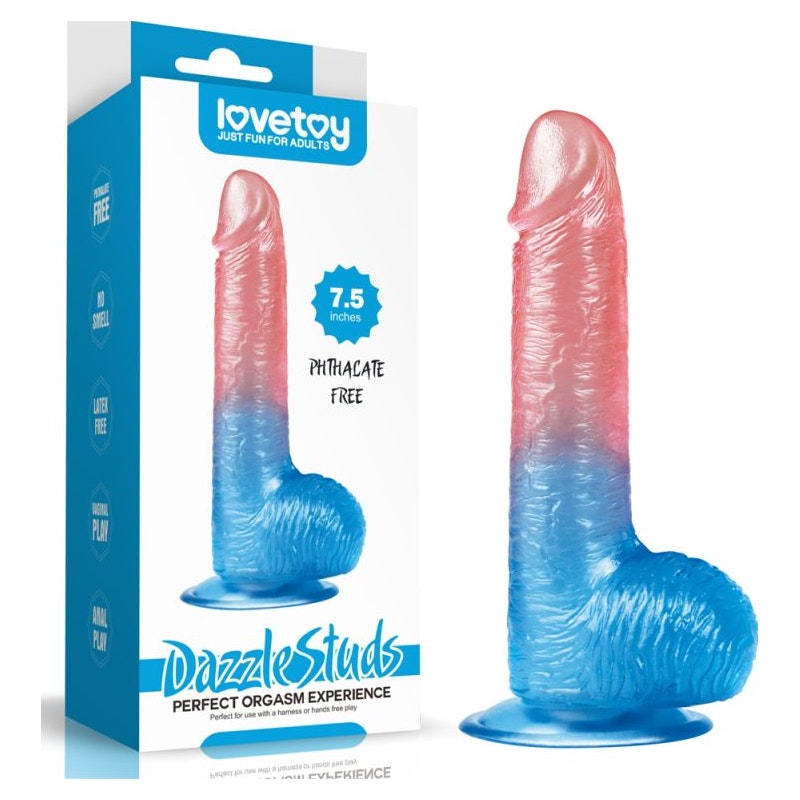 Dazzle Studs Dildo 7.5in Pink/Blue