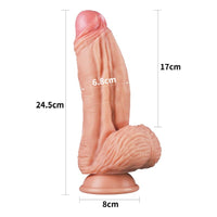 Dual Layered Platinum Silicone Cock 10in Flesh